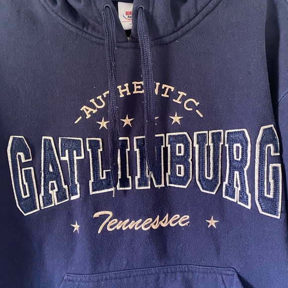 Unisex Gatlinburg Tennessee navy graphic hoodie size M fleece lined tourist warm - Picture 2 of 6